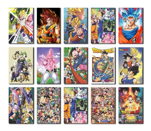 Kit 15 Placas Decorativas Dragon Ball Z Nome Do Desenho Colorido